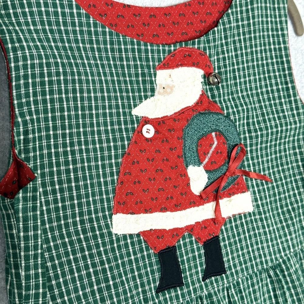 Vintage Handmade Christmas Dress Girls‎ 10 12 Plaid Midi Jumper Santa Cottage - Picture 4 of 10